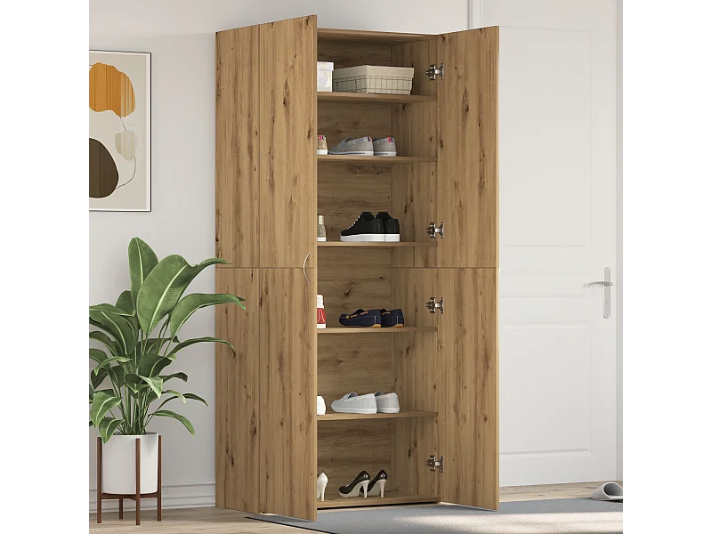 Schoenenkast Handgemaakt eikenhout 80x35,5x180 cm Technisch hout