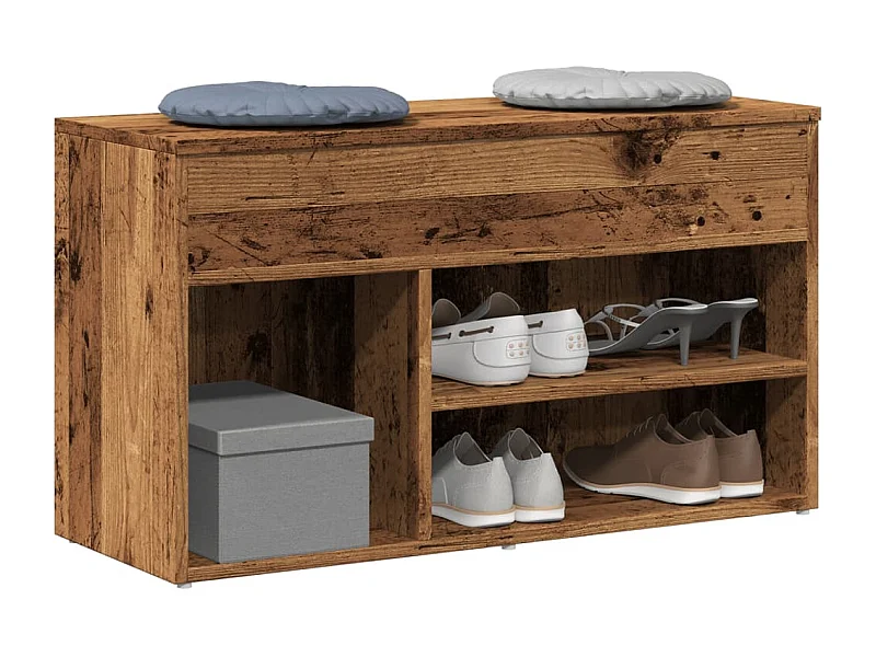 Banc à chaussures vieux bois 80x30x45 cm bois d'ingénierie