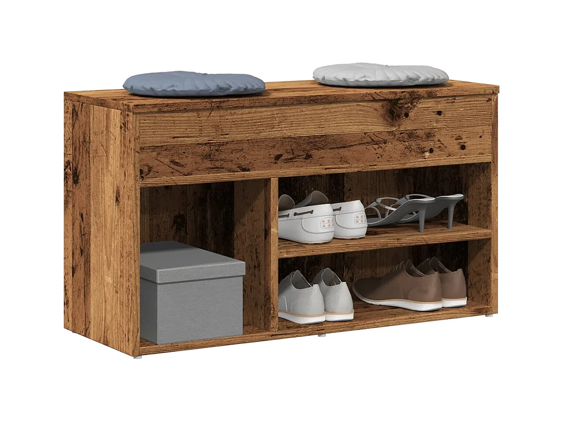 Banc à chaussures vieux bois 80x30x45 cm bois d'ingénierie