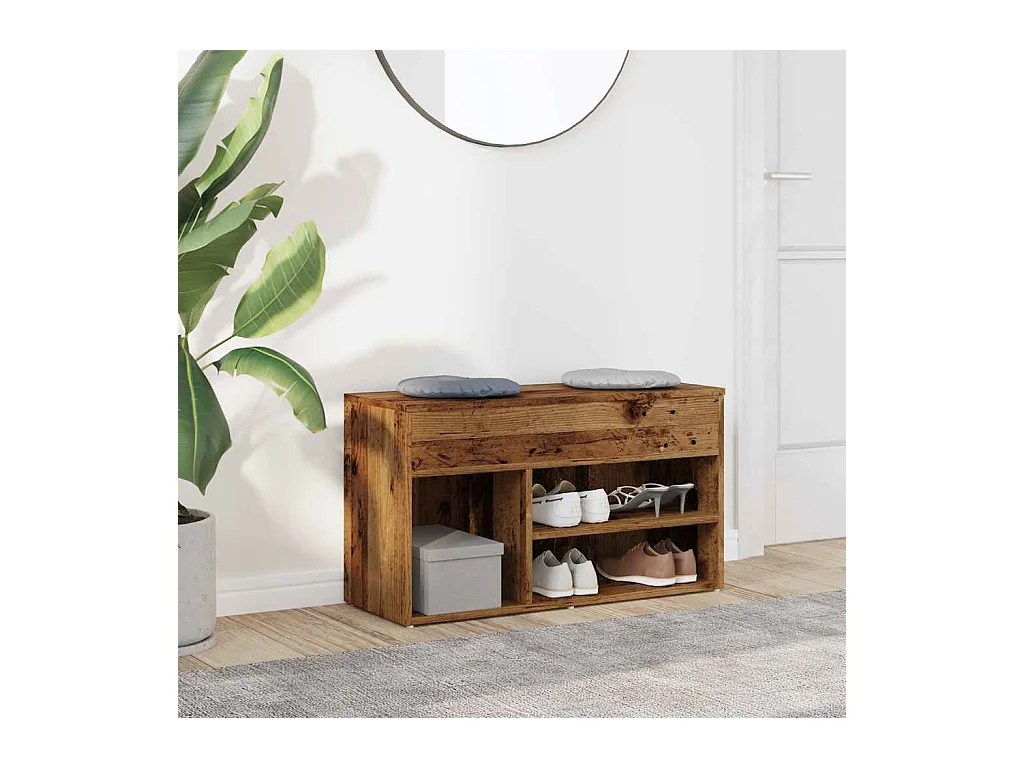 Banc à chaussures vieux bois 80x30x45 cm bois d'ingénierie