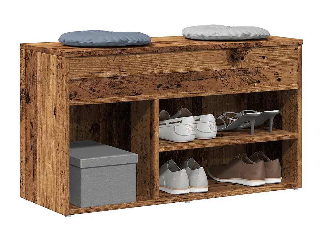 Banc à chaussures vieux bois 80x30x45 cm bois d'ingénierie