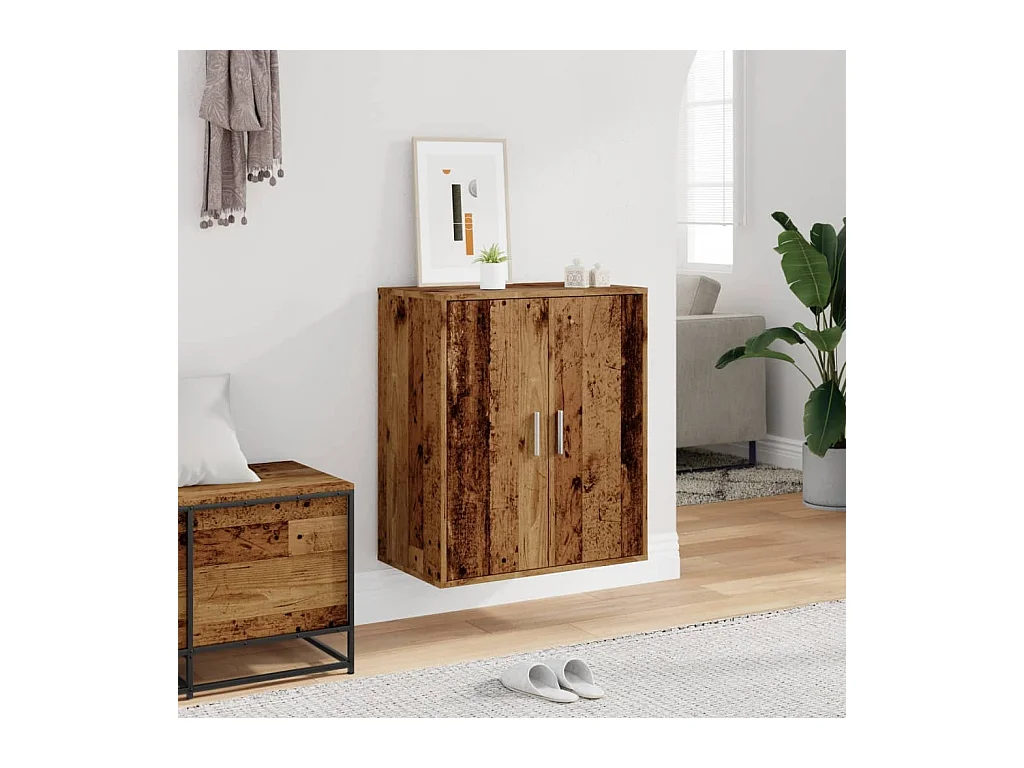 Armoire à chaussures vieux bois 60x35x70 cm bois d'ingénierie