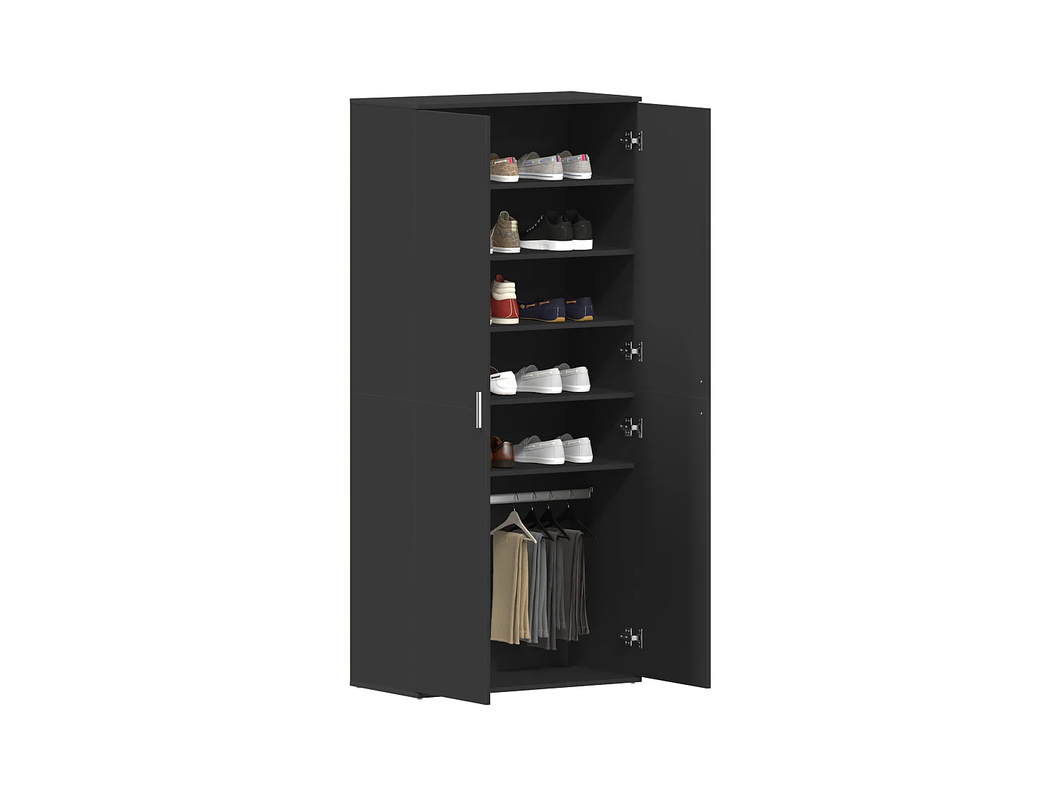 Meuble à chaussures Noir 80x39x180 cm Bois d'ingénierie