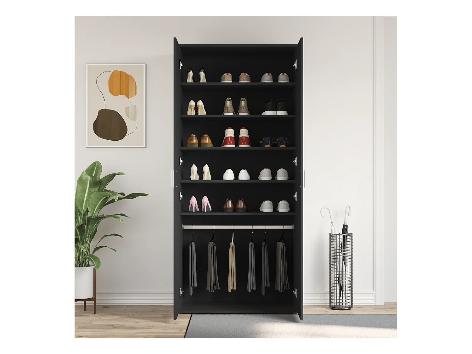 Meuble à chaussures Noir 80x39x180 cm Bois d'ingénierie