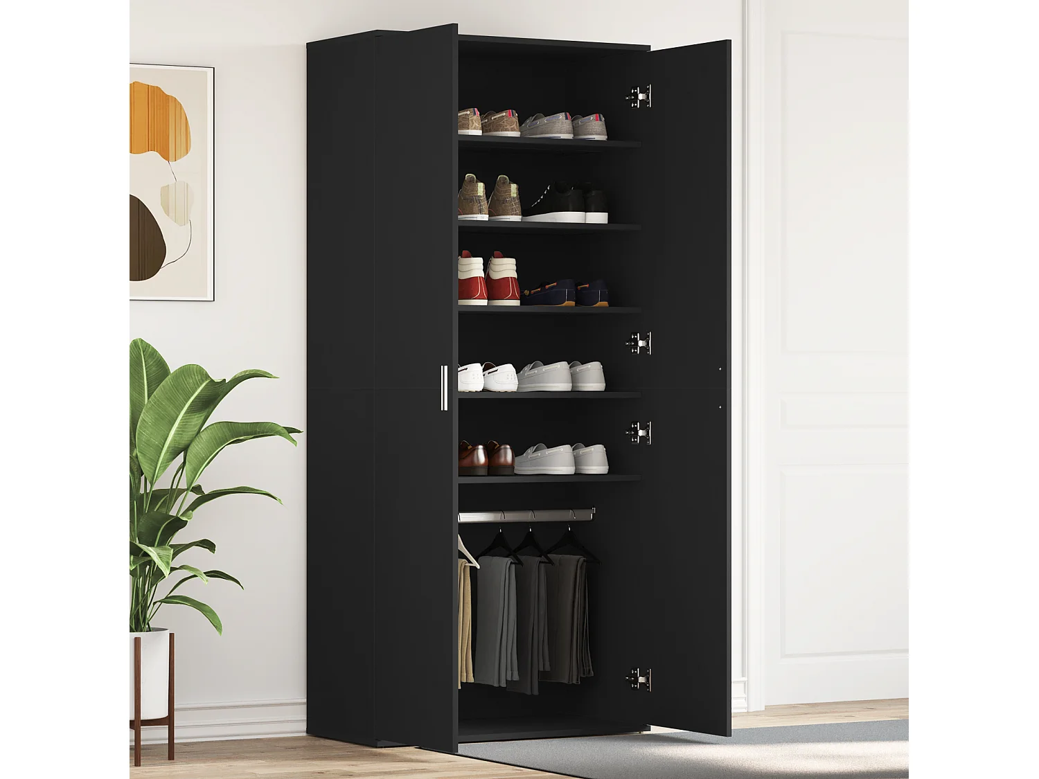 Meuble à chaussures Noir 80x39x180 cm Bois d'ingénierie
