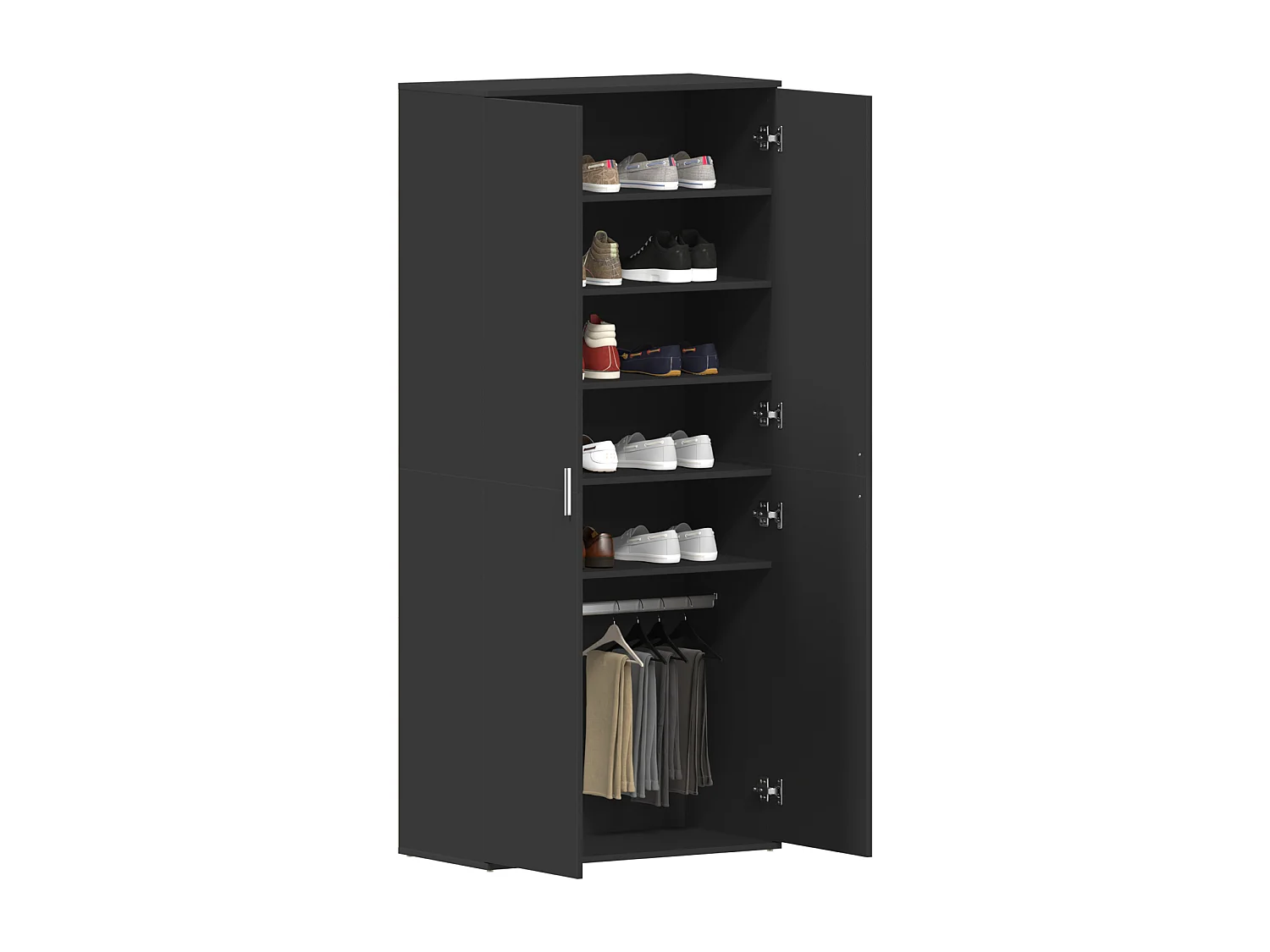 Meuble à chaussures Noir 80x39x180 cm Bois d'ingénierie