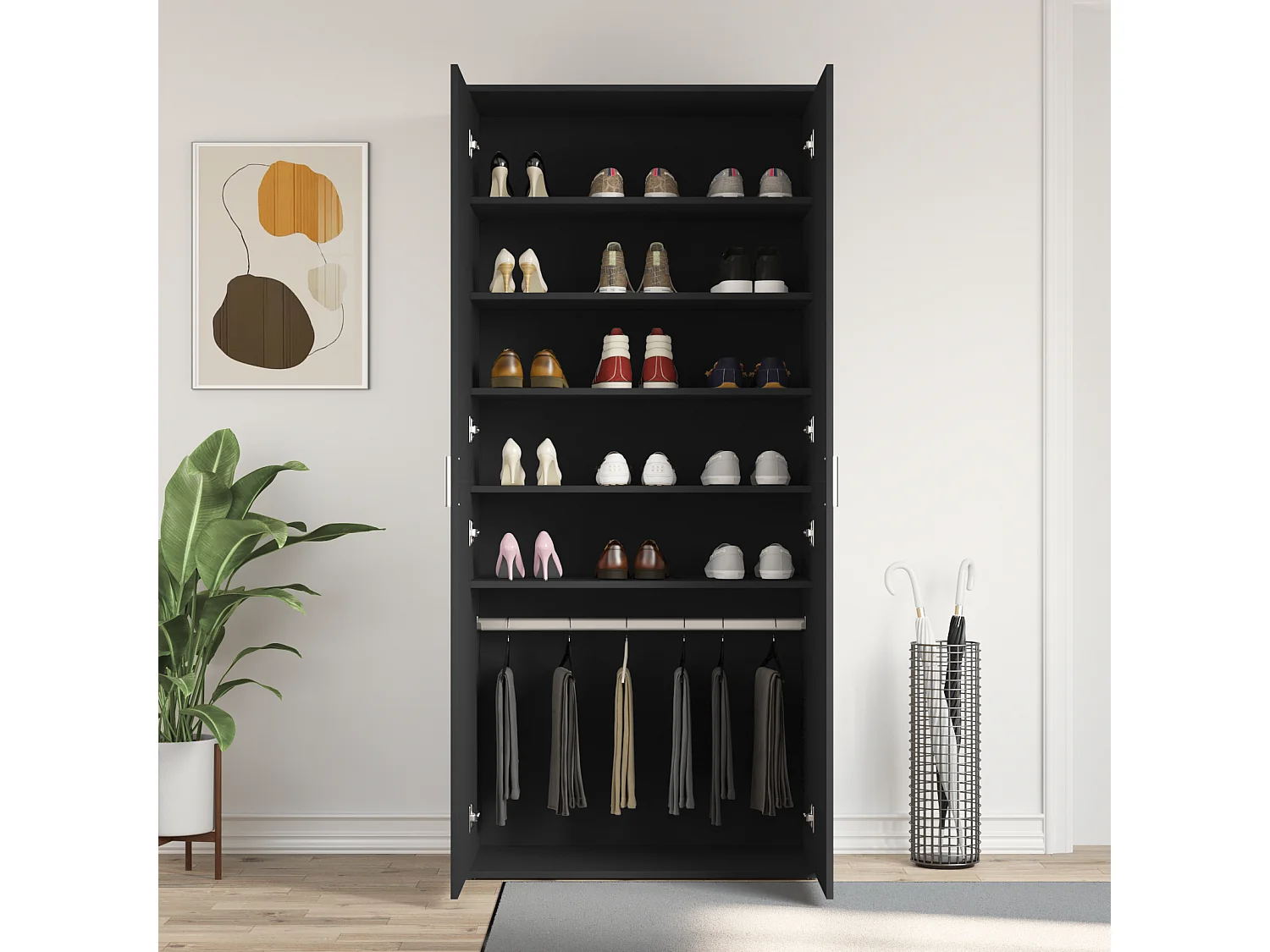 Meuble à chaussures Noir 80x39x180 cm Bois d'ingénierie