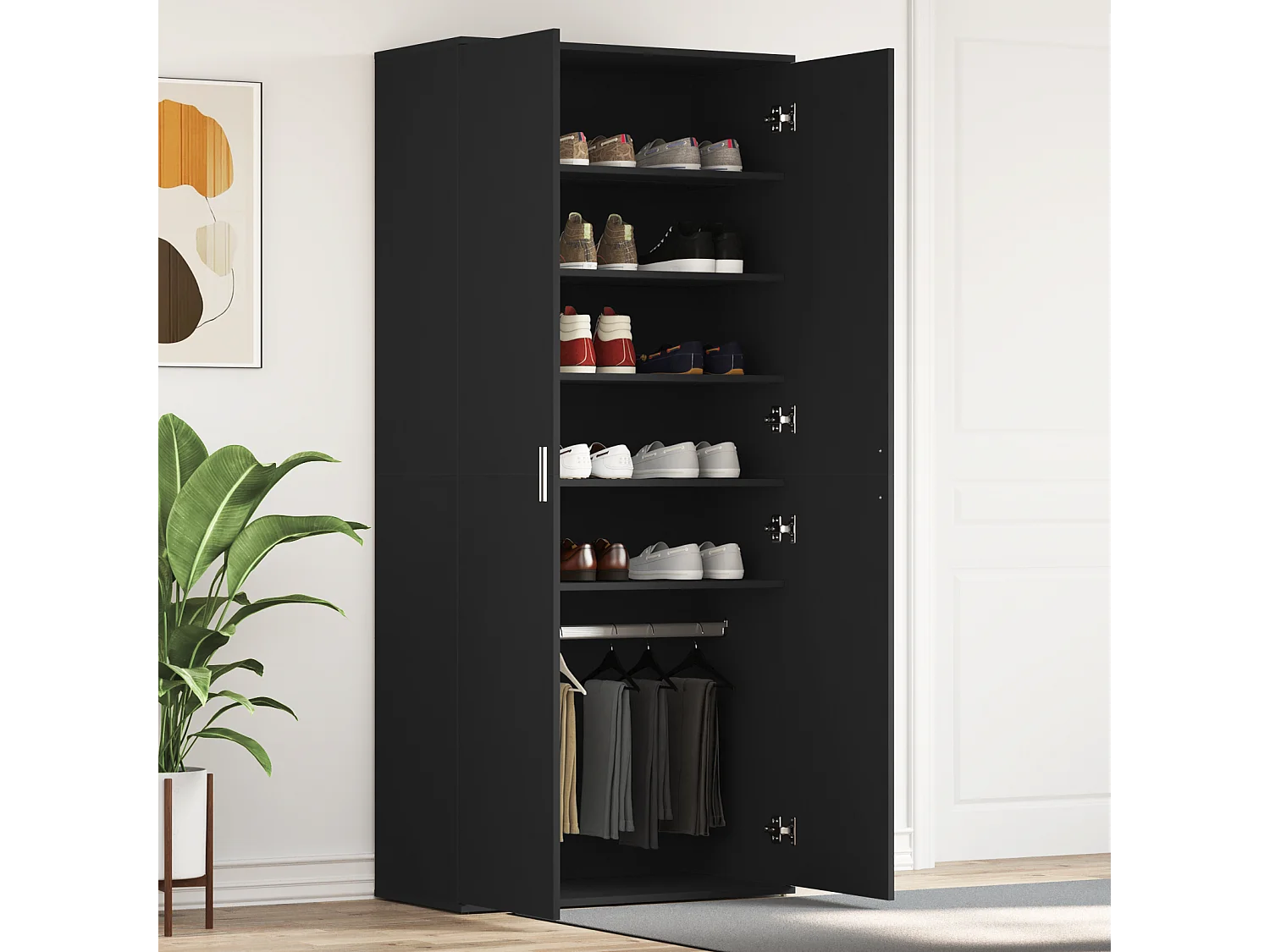 Meuble à chaussures Noir 80x39x180 cm Bois d'ingénierie