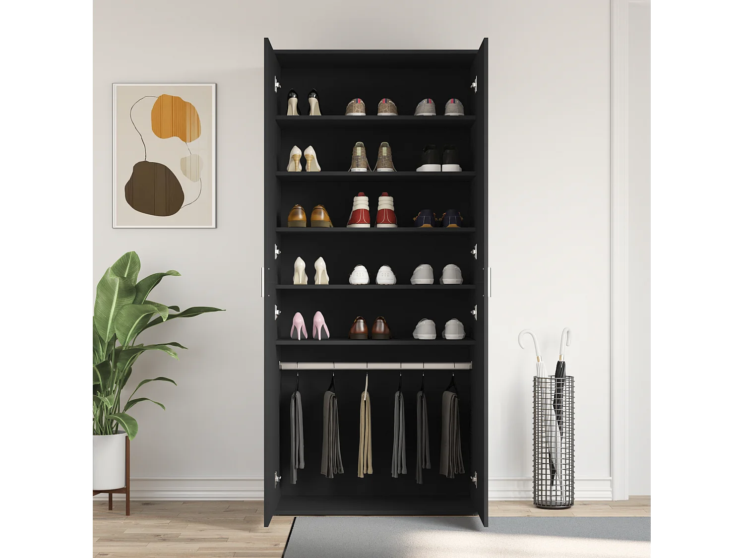 Meuble à chaussures Noir 80x39x180 cm Bois d'ingénierie