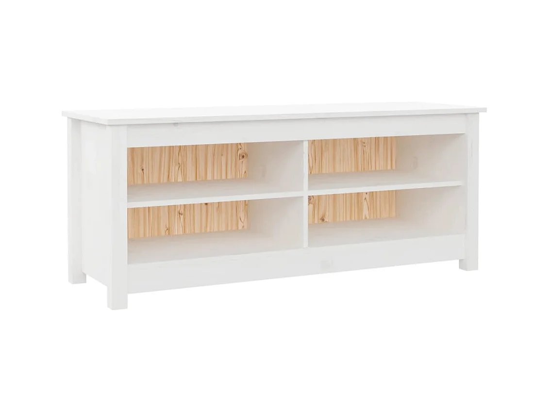Witte schoenenbank 110x38x45,5 cm Massief grenenhout