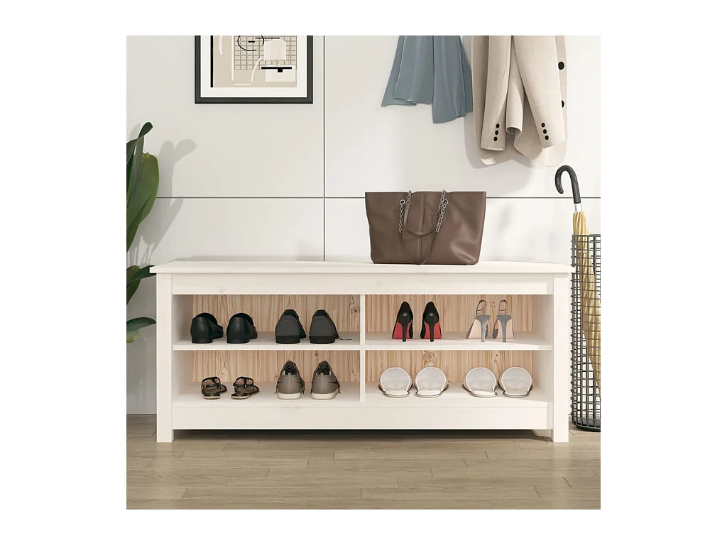 Witte schoenenbank 110x38x45,5 cm Massief grenenhout