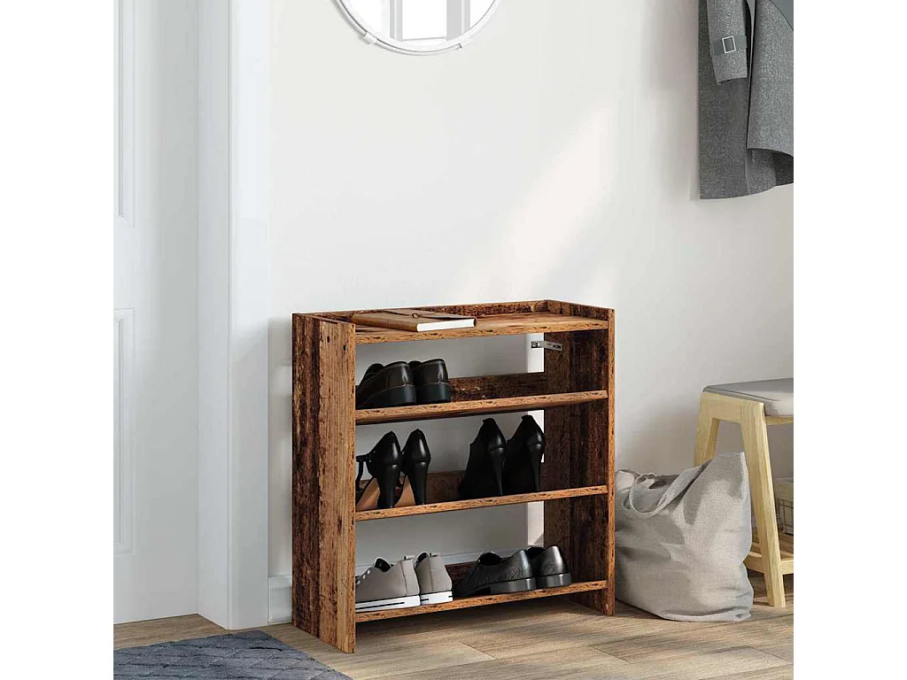 Étagère à chaussures vieux bois 60x25x62 cm bois d'ingénierie