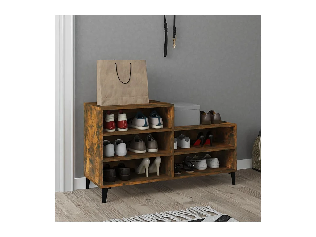Armoire à chaussures Chêne fumé 102x36x60 cm Bois d'ingénierie