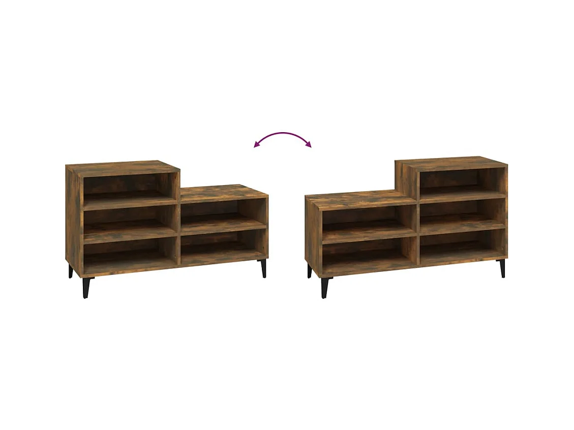 Armoire à chaussures Chêne fumé 102x36x60 cm Bois d'ingénierie