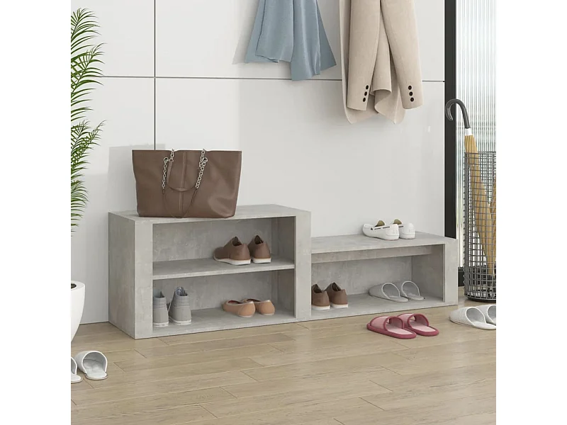 Scarpiera grigio cemento 150x35x45 cm in legno ingegnerizzato