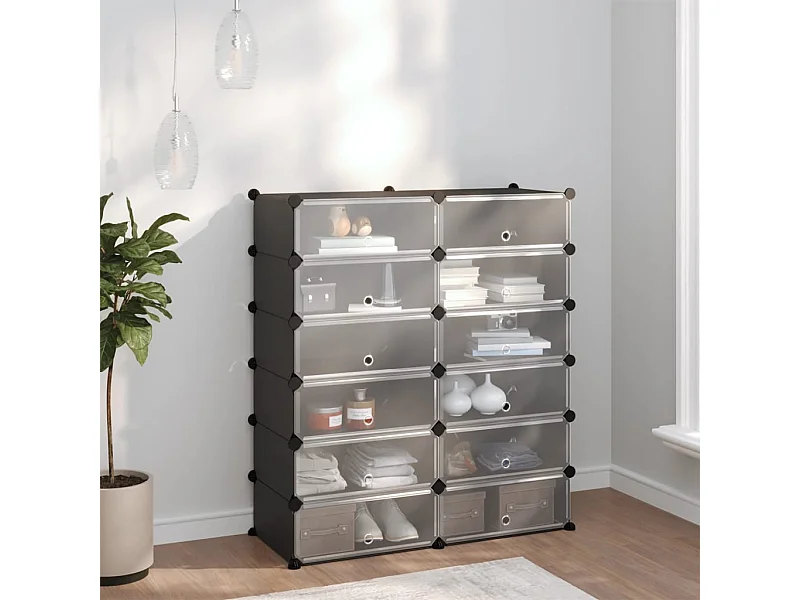 Zwarte schoenenrek 94,5x36,5x106 cm PP