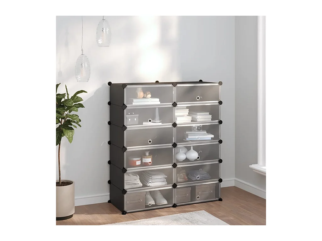 Zwarte schoenenrek 94,5x36,5x106 cm PP