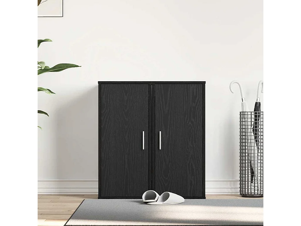Armoires à chaussures 2 pcs chêne noir 32x35x70 cm