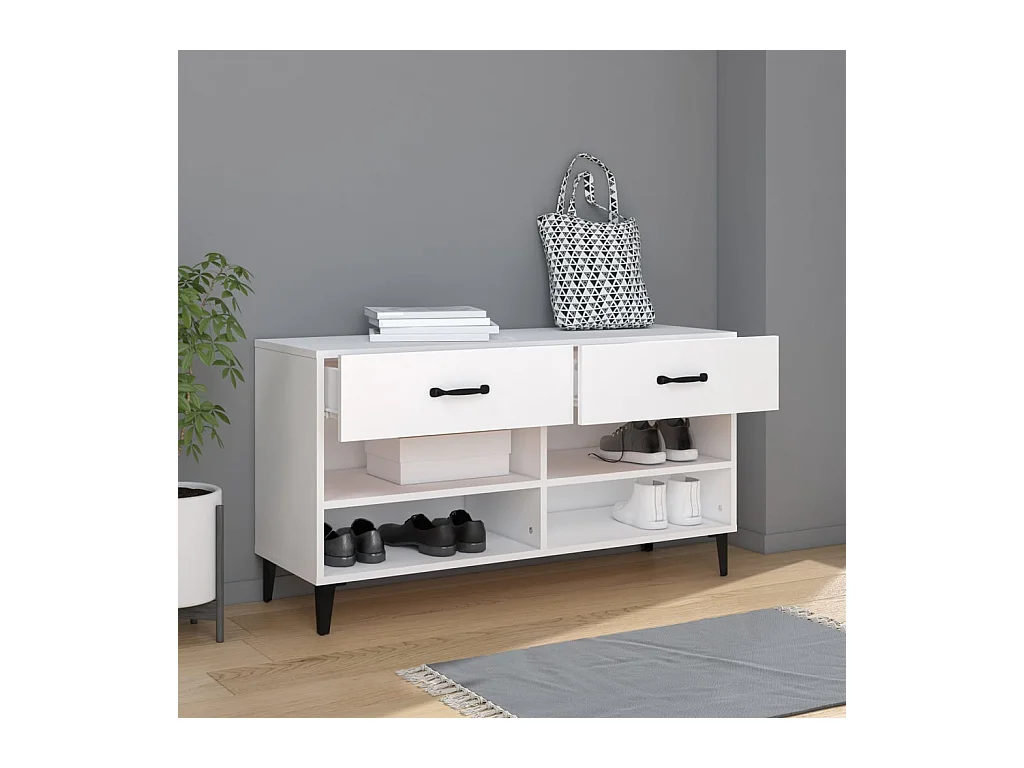 Armoire à chaussures Blanc 102x35x55 cm Bois d'ingénierie