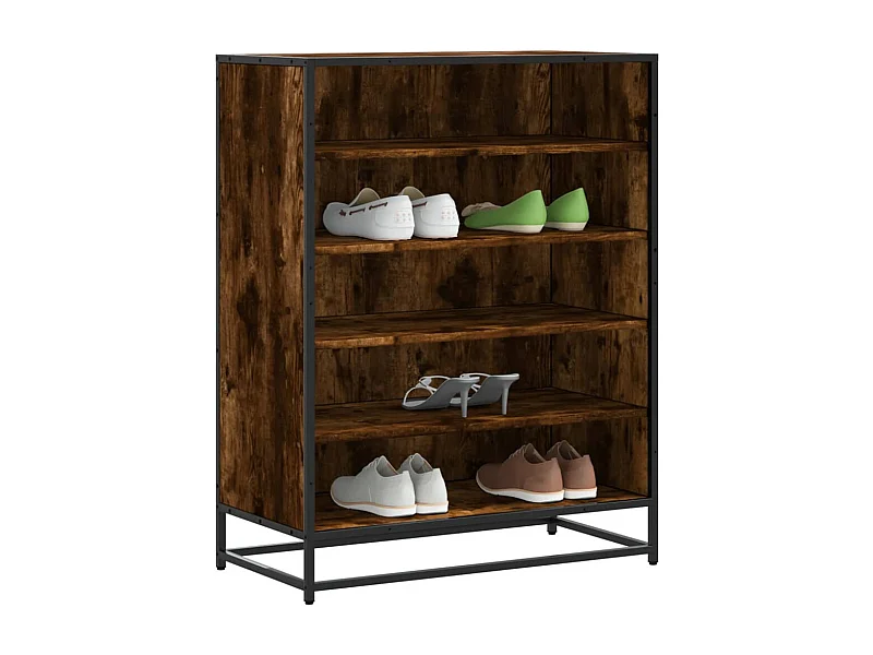 Meuble à chaussures chêne fumé bois d'ingénierie et métal