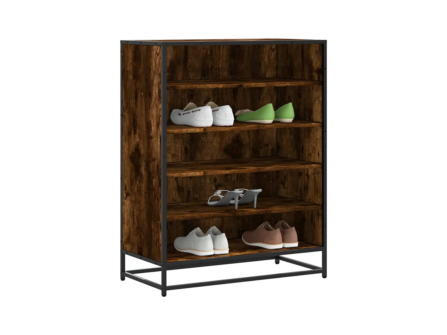 Meuble à chaussures chêne fumé bois d'ingénierie et métal