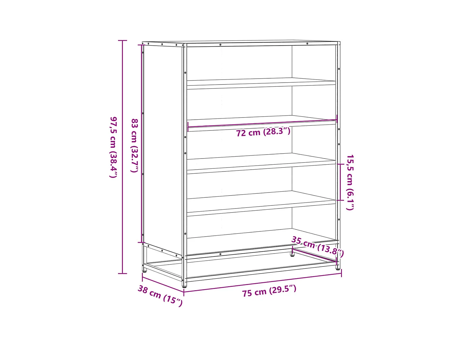 Meuble à chaussures chêne fumé bois d'ingénierie et métal