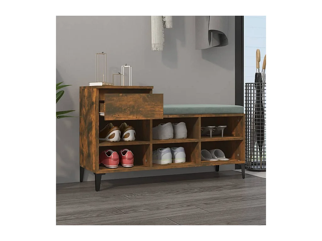 Armoire à chaussures Chêne fumé 102x36x60 cm Bois d'ingénierie
