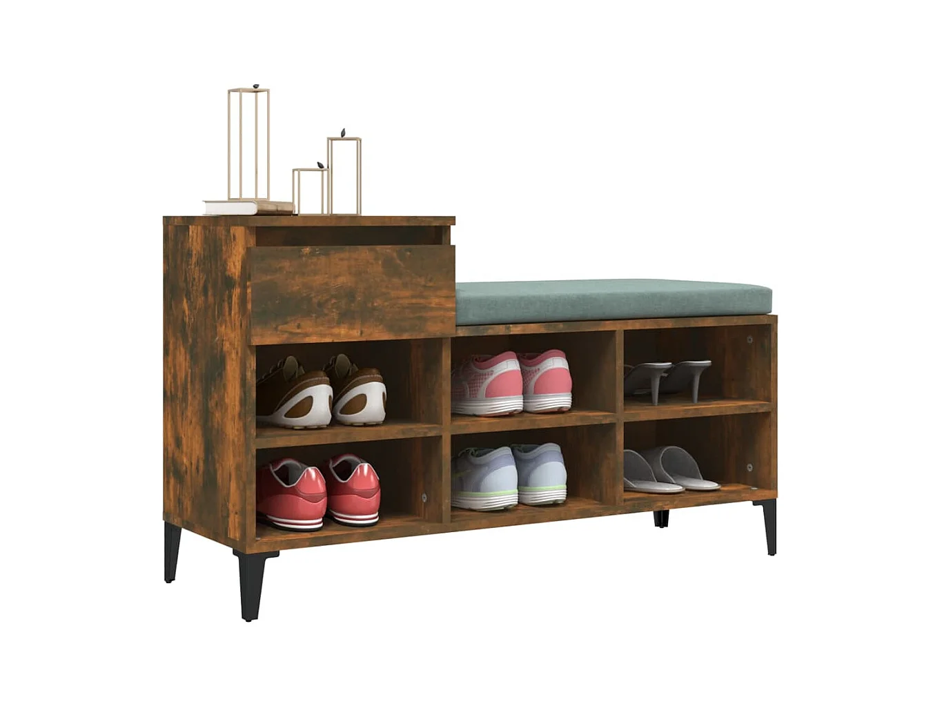 Armoire à chaussures Chêne fumé 102x36x60 cm Bois d'ingénierie