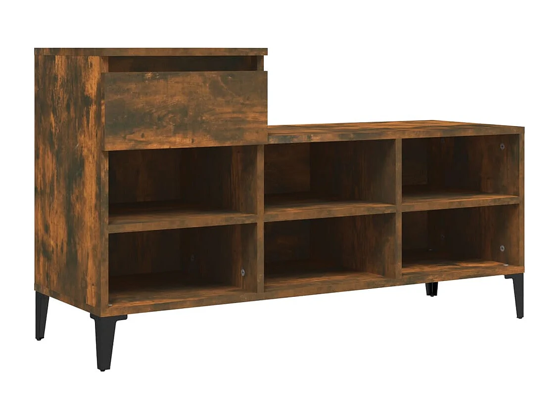 Schuhschrank aus geräucherter Eiche, 102 x 36 x 60 cm, Holzwerkstoff
