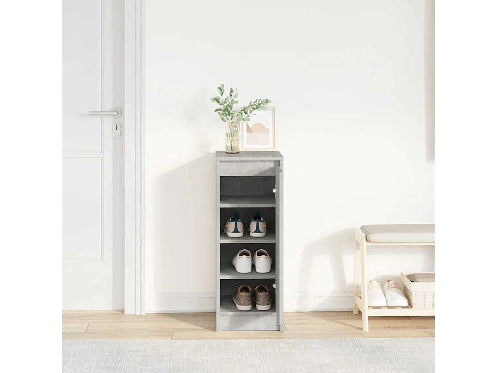 Armoire à chaussures gris béton 29,5x34x76 cm bois d'ingénierie
