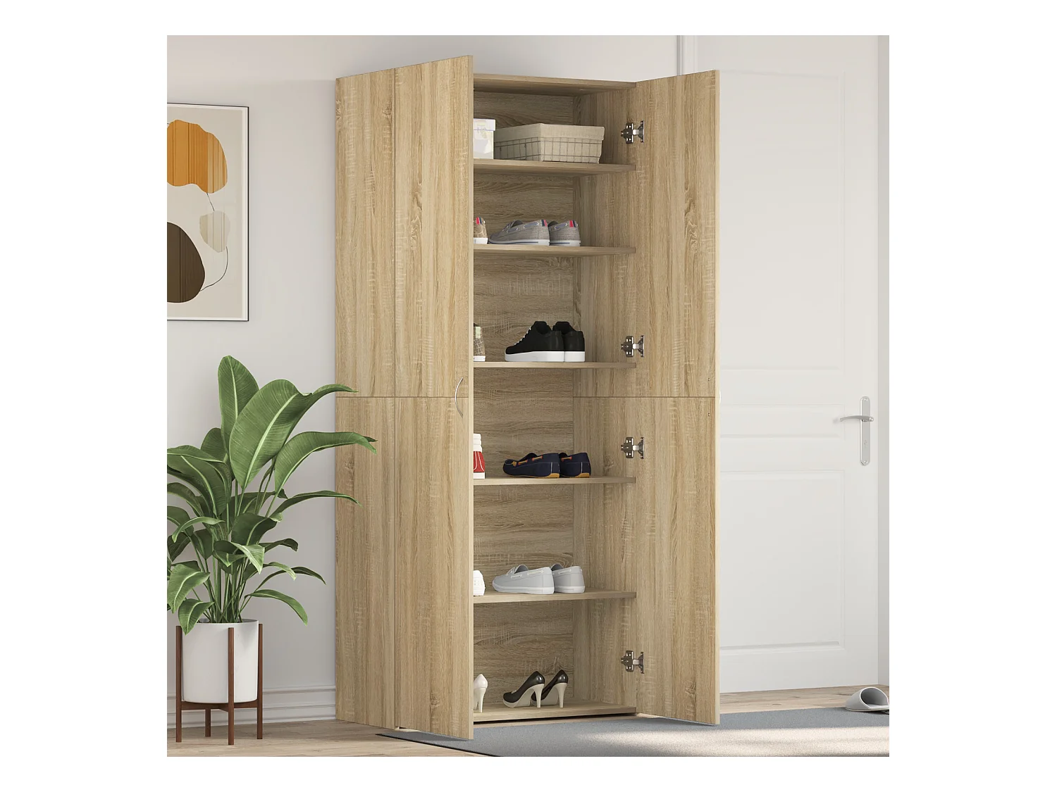 Scarpiera in rovere Sonoma 80x35,5x180 cm in legno composito