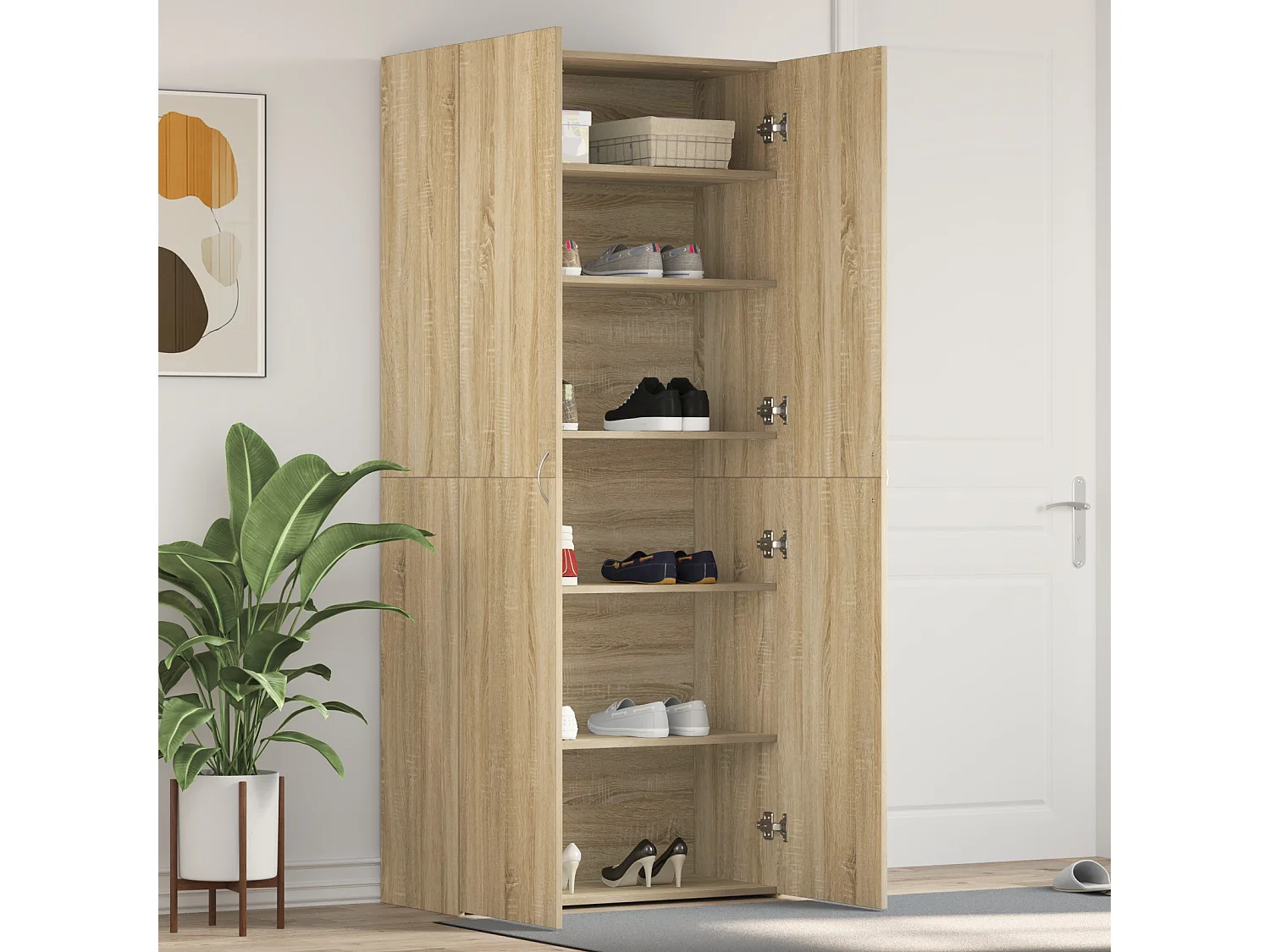 Meuble à chaussures Chêne Sonoma 80x35,5x180 cm Bois d'ingénierie