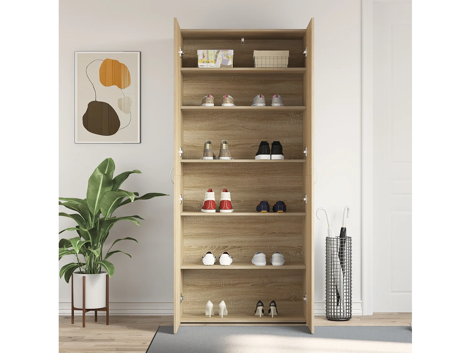 Meuble à chaussures Chêne Sonoma 80x35,5x180 cm Bois d'ingénierie