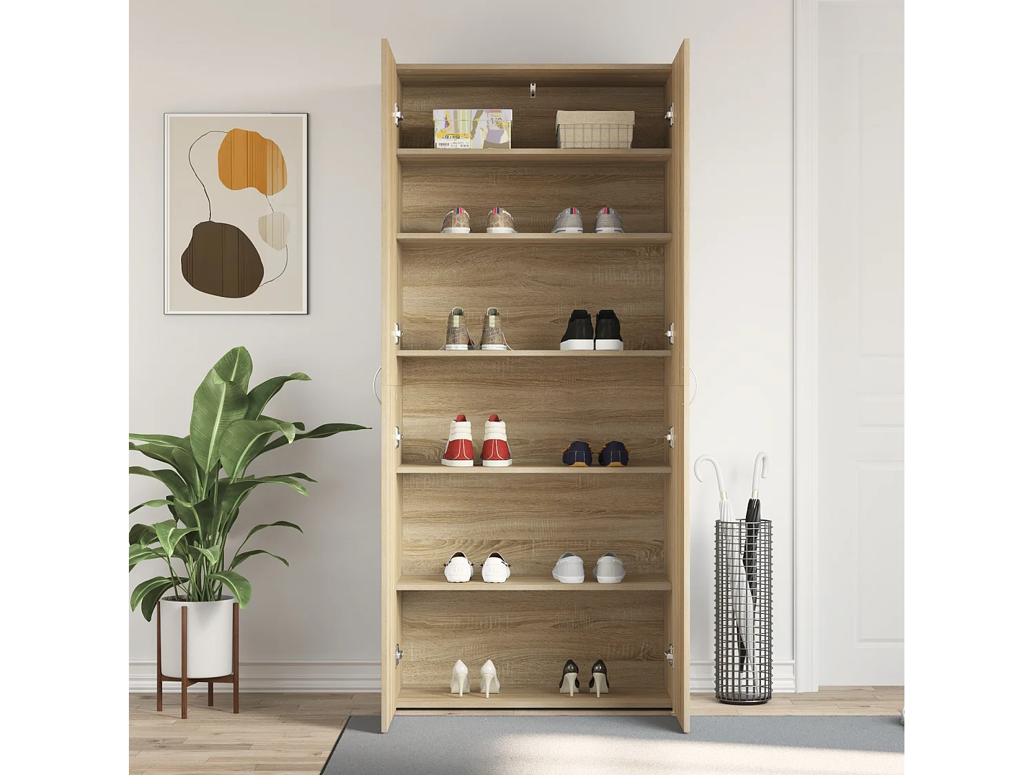 Meuble à chaussures Chêne Sonoma 80x35,5x180 cm Bois d'ingénierie