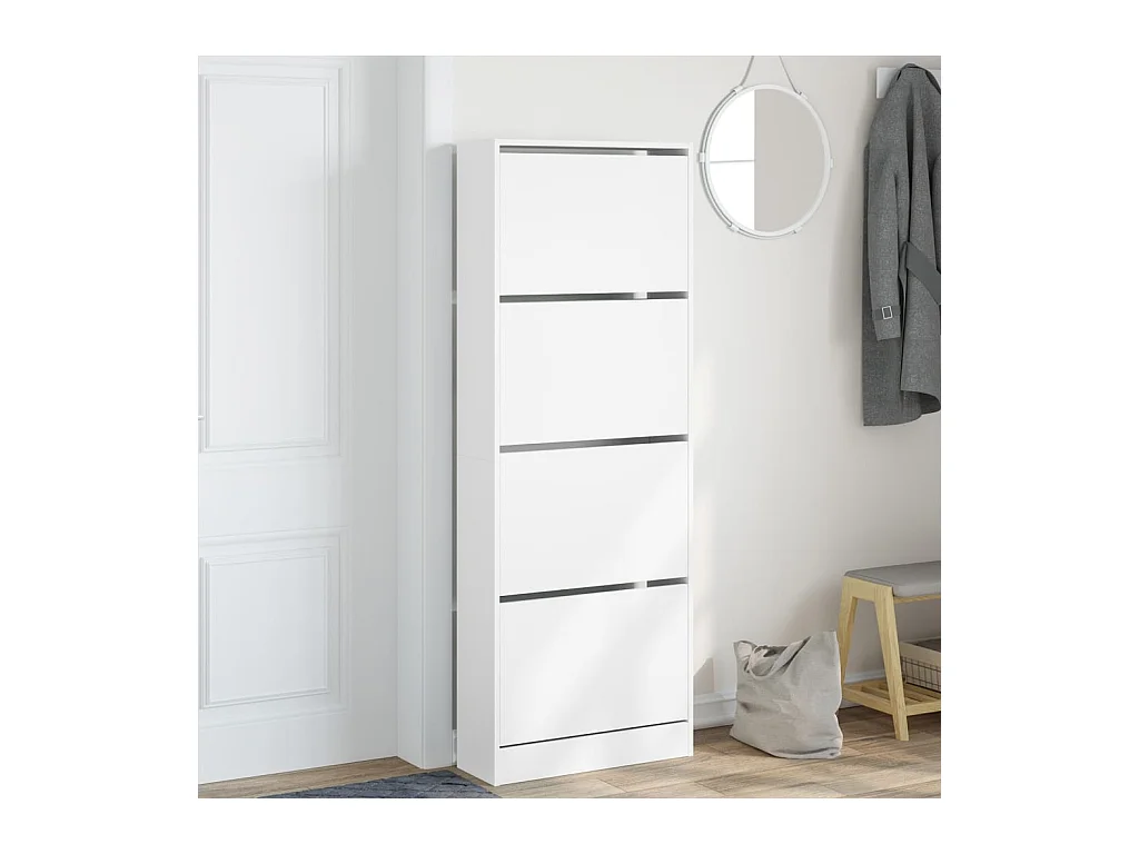 Armoire à chaussures blanc 60x21x163,5 cm bois d'ingénierie