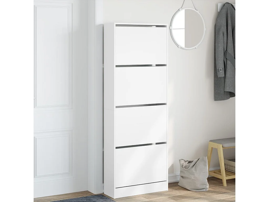 Armoire à chaussures blanc 60x21x163,5 cm bois d'ingénierie