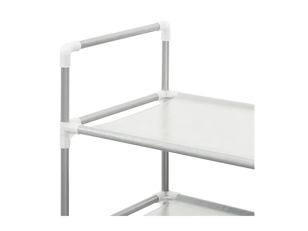 Étagère à chaussures 8 étagères Métal et tissu intissé Argenté