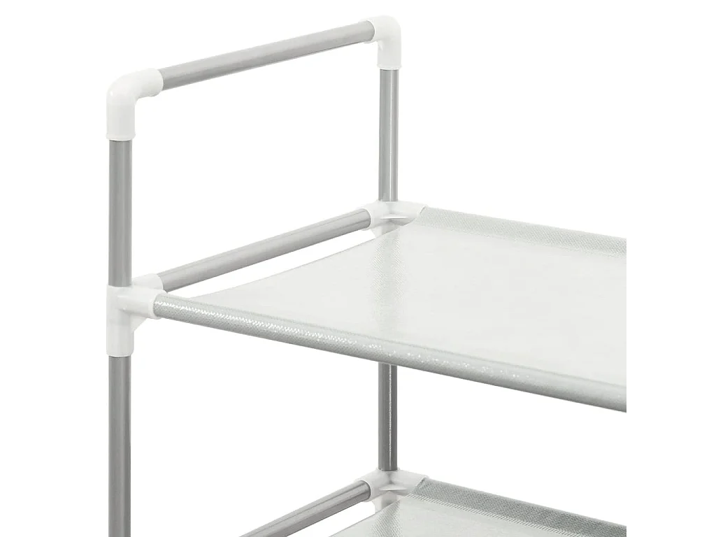 Zapatero de 8 estantes Metal y tela no tejida Plata