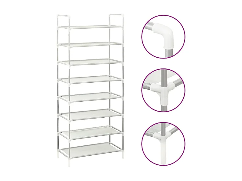 Zapatero de 8 estantes Metal y tela no tejida Plata