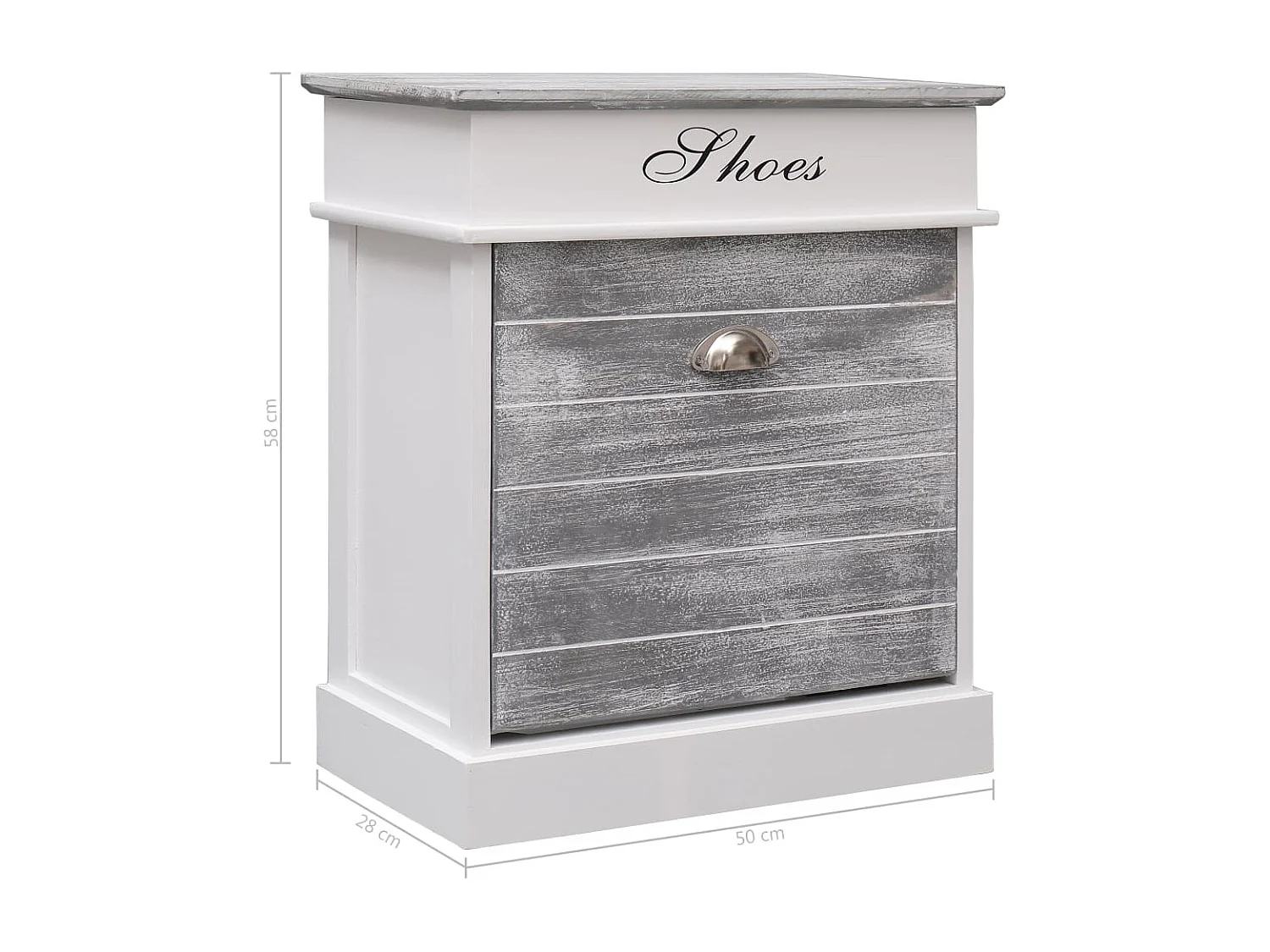 Armoire à chaussures Gris 50 x 28 x 58 cm Bois de Paulownia