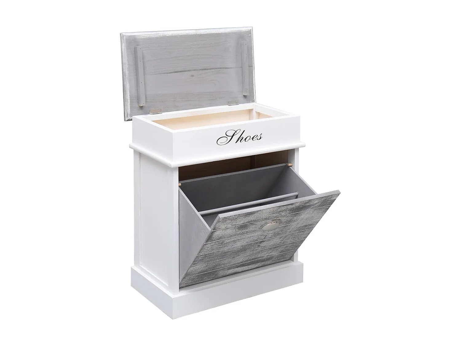 Zapatero gris 50 x 28 x 58 cm madera de paulownia