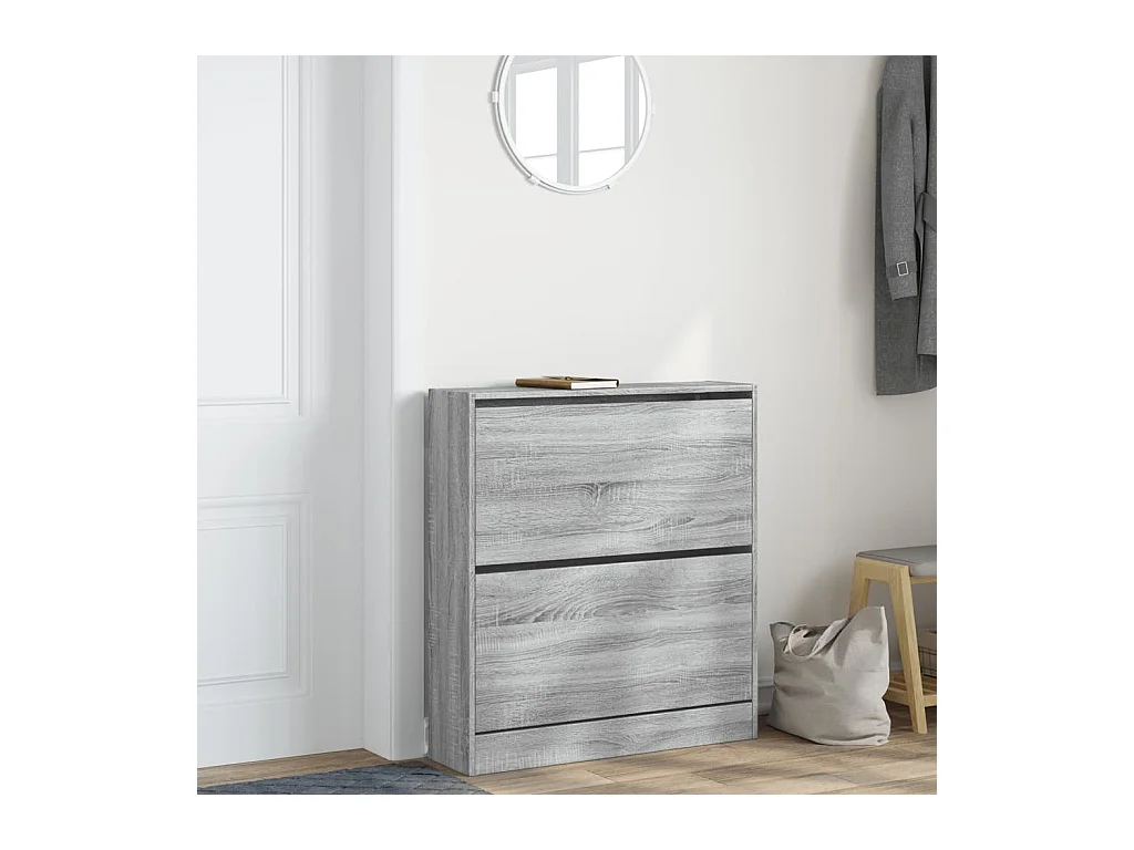 Armoire à chaussures sonoma gris 80x21x87,5cm bois d'ingénierie