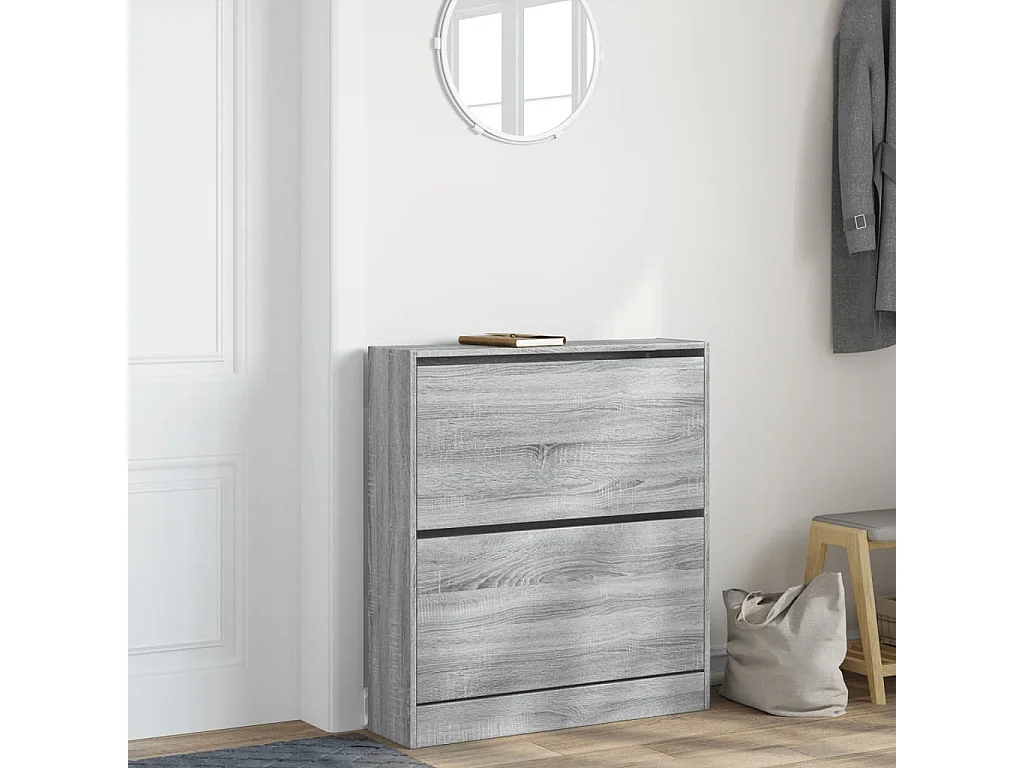 Zapatero gris Sonoma 80x21x87,5cm madera de ingeniería