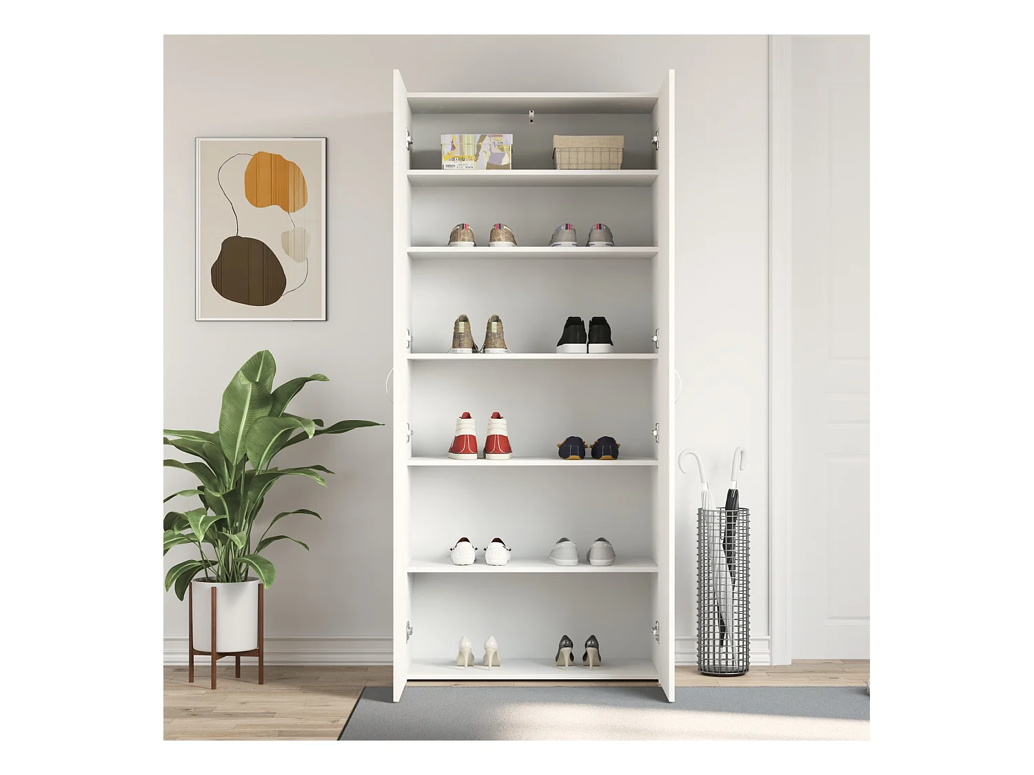 Armoire à chaussures Blanche 80x35.5x180 cm Bois d'ingénierie