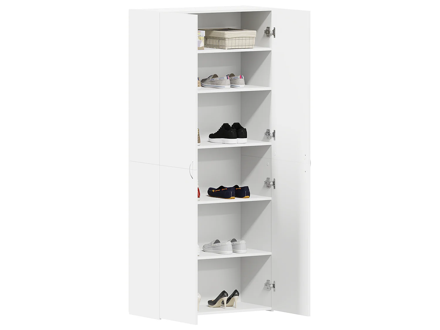 Scarpiera bianca 80x35,5x180 cm in legno ingegnerizzato