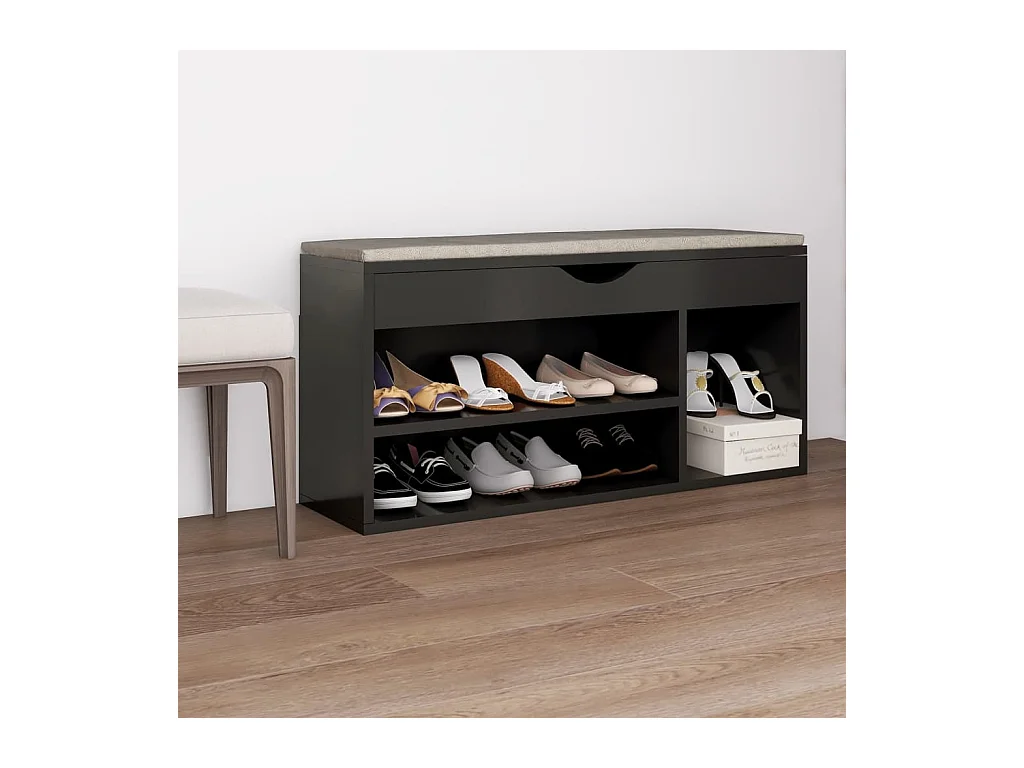 Panca porta scarpe e cuscino Grigio 104x30x49cm Legno ingegnerizzato