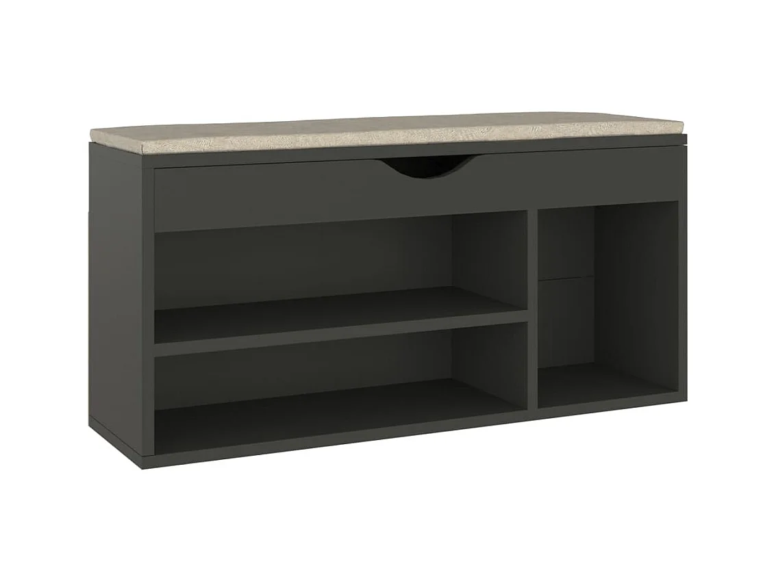 Panca porta scarpe e cuscino Grigio 104x30x49cm Legno ingegnerizzato