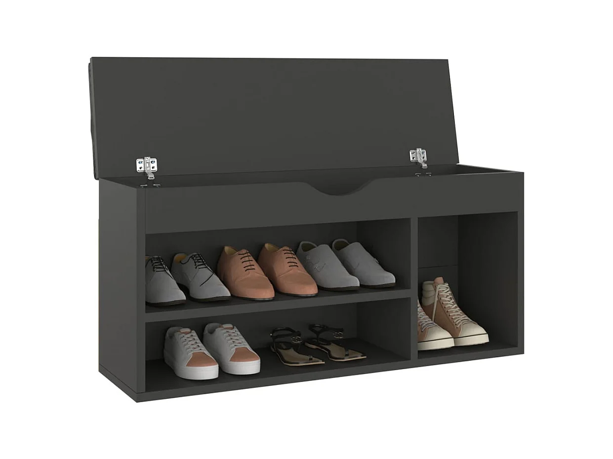Panca porta scarpe e cuscino Grigio 104x30x49cm Legno ingegnerizzato