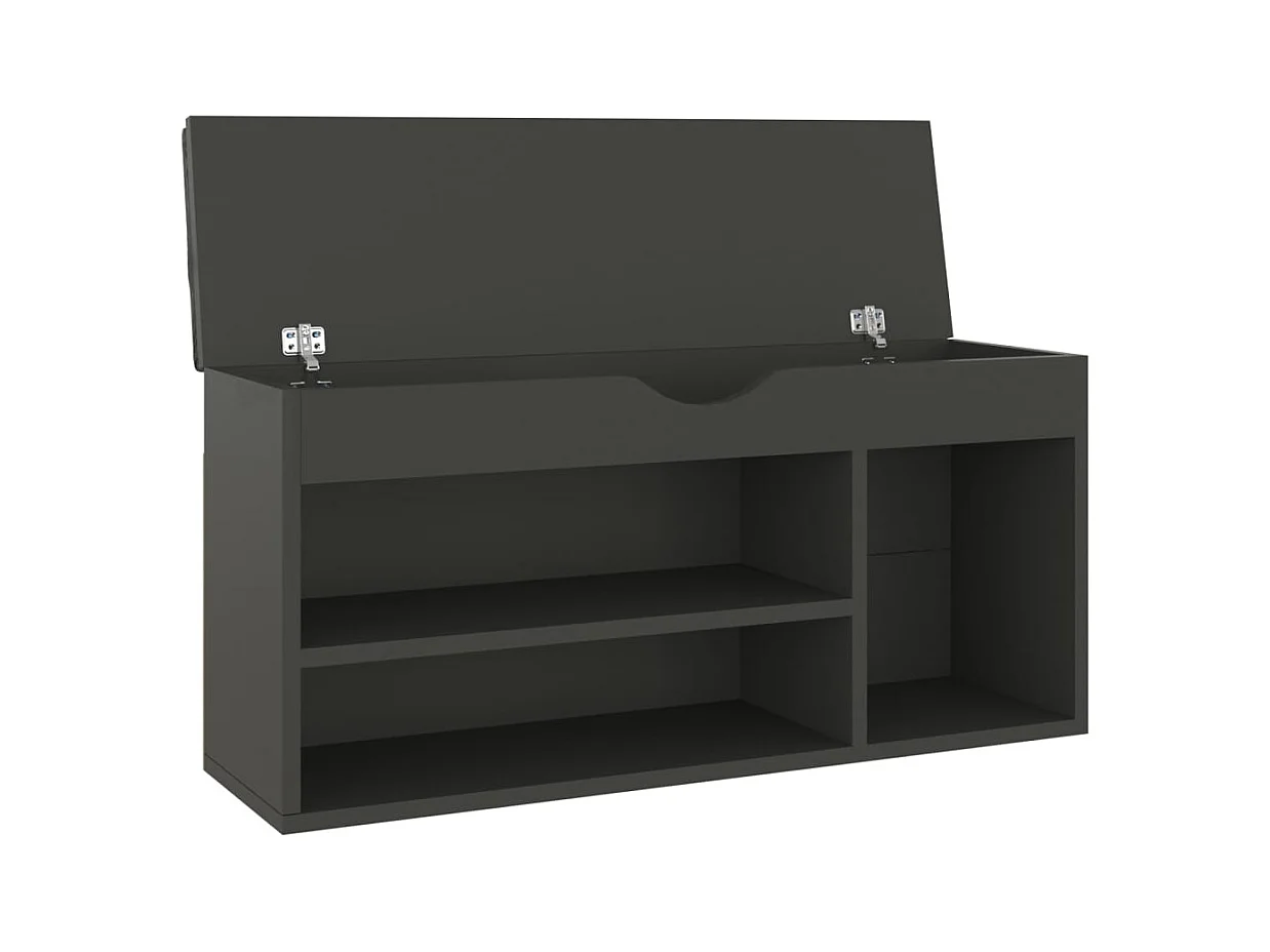Panca porta scarpe e cuscino Grigio 104x30x49cm Legno ingegnerizzato