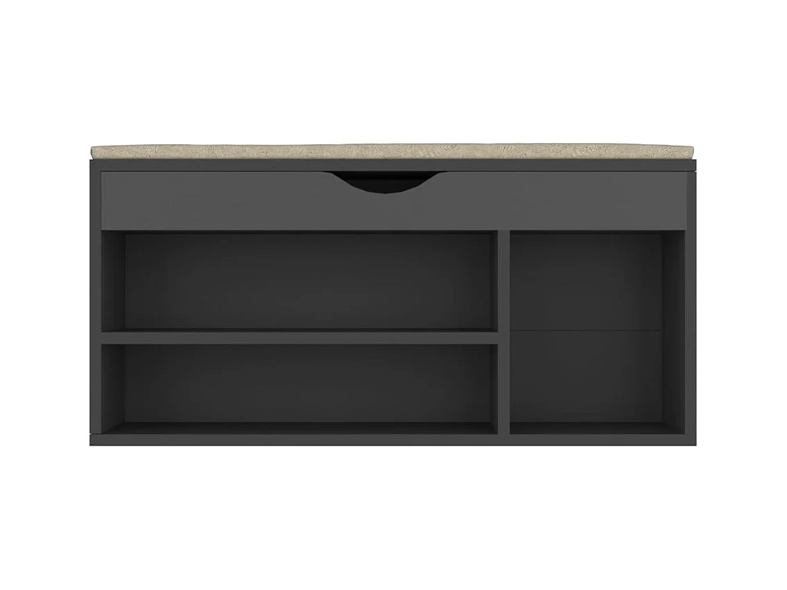 Panca porta scarpe e cuscino Grigio 104x30x49cm Legno ingegnerizzato